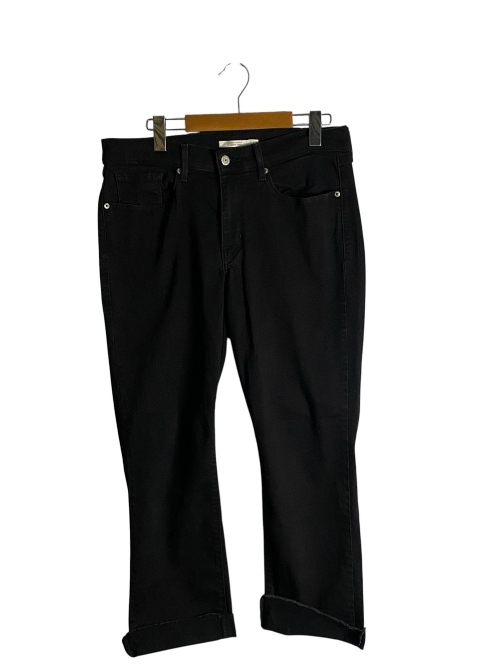 Levi's Women’s Black Classic Straight Leg Frayed Hem Denim Jeans